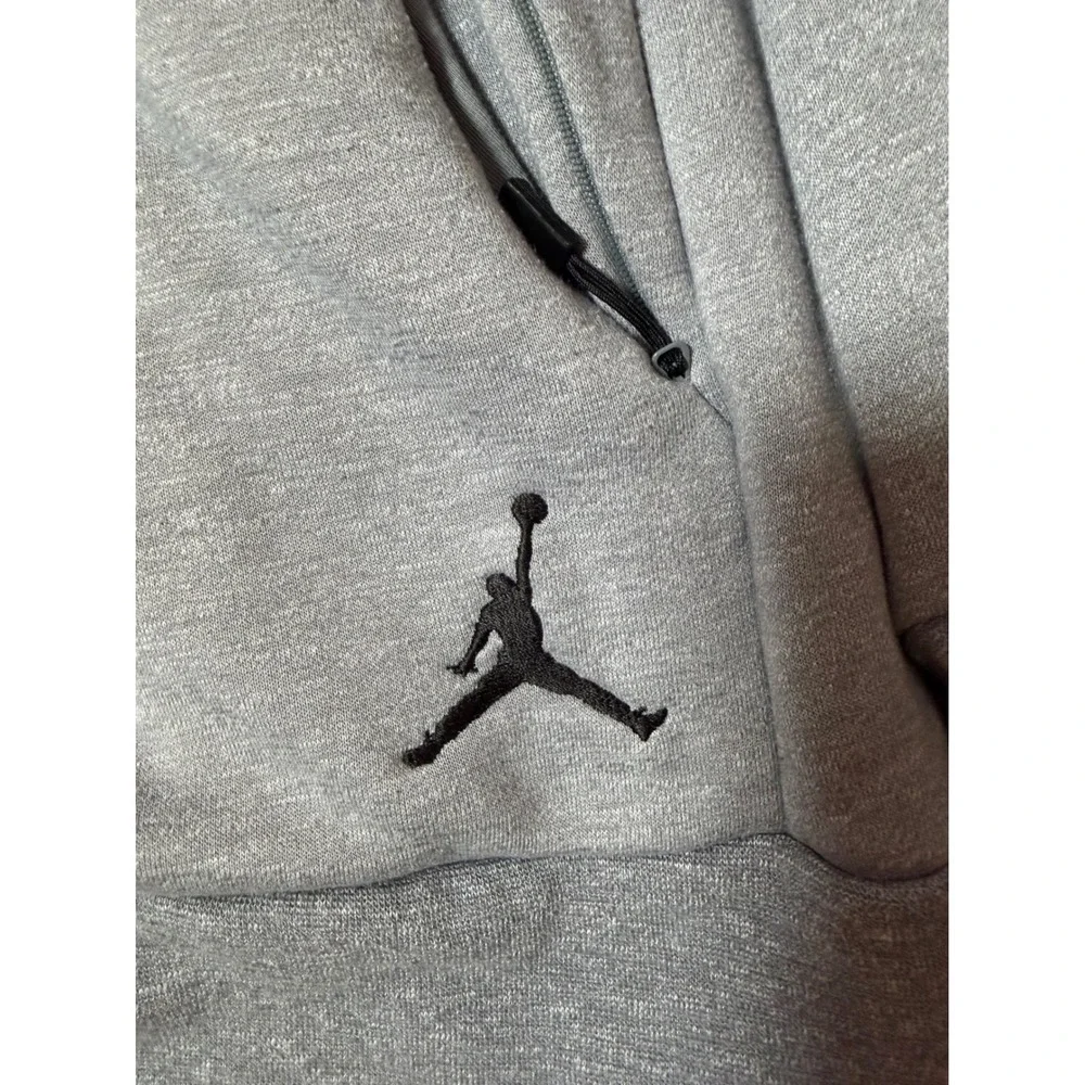 Jordan Mens XL Heather Gray Jumpman Pullover Hoodie Zipper Pockets Athletic